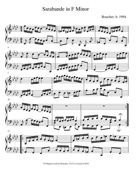 Keyboard Suite In F Minor I Sarabande Sheet Music