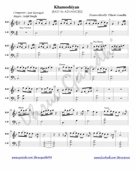Free Sheet Music Khamoshiyan Piano Arrangement Easy To Advanced