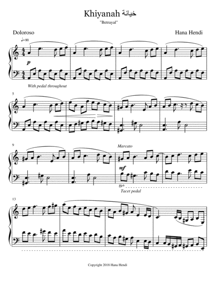 Khiyanah Betrayal Sheet Music