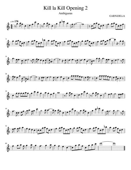 Kill La Kill Opening 2 Sheet Music