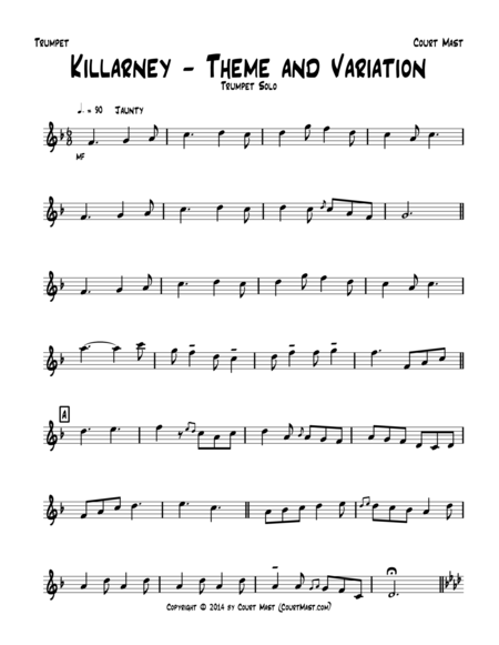 Killarney Theme And Variation Trumpet Solo Sheet Music