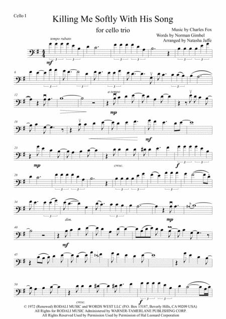 Free Sheet Music Killing Me Softly With His Song 3 Cello Arrangement