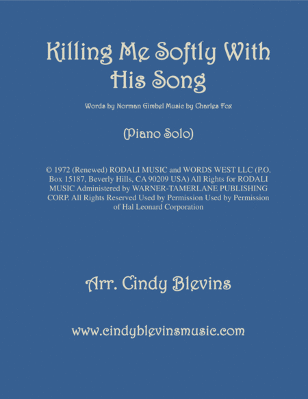 Killing Me Softly With His Song Arranged For Piano Solo Sheet Music