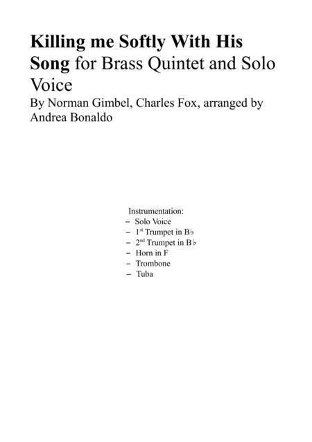 Free Sheet Music Killing Me Softly With His Song For Brass Quintet Solo Voice