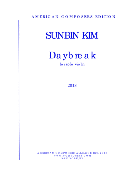 Free Sheet Music Kim Daybreak