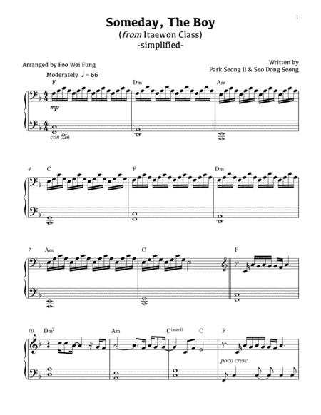 Kim Feel Someday The Boy Simplified Sheet Music