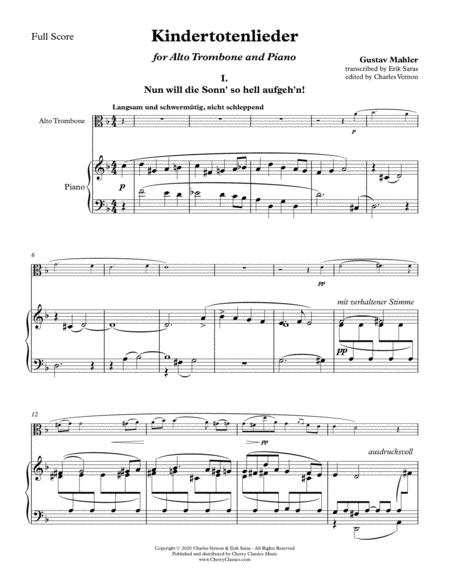 Free Sheet Music Kindertotenlieder For Alto Trombone And Piano Accompaniment