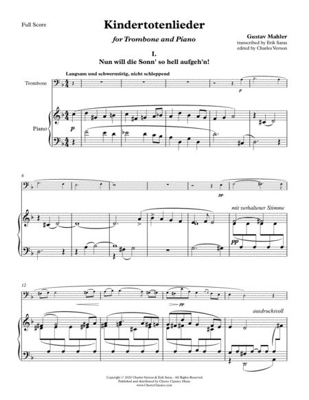 Free Sheet Music Kindertotenlieder For Tenor Or Bass Trombone And Piano Accompaniment