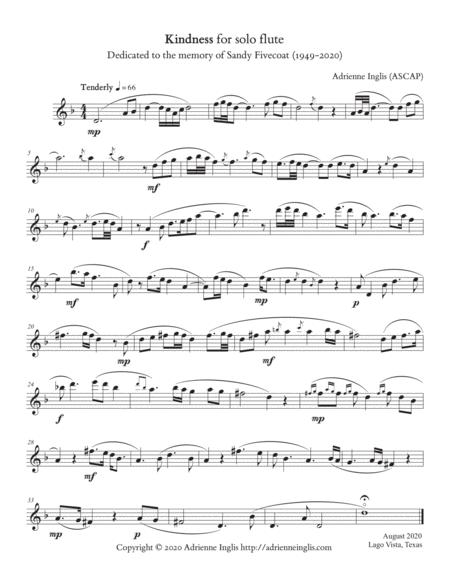 Free Sheet Music Kindness For Solo Flute