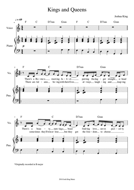 Kings And Queens Sheet Music