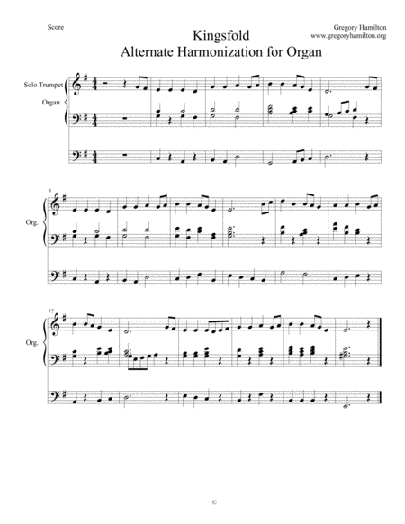 Kingsfold Alternate Harmonization For Organ Sheet Music