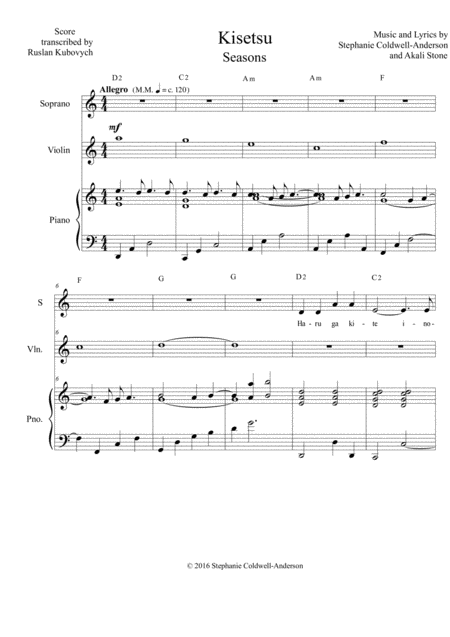 Kisetsu Seasons Sheet Music