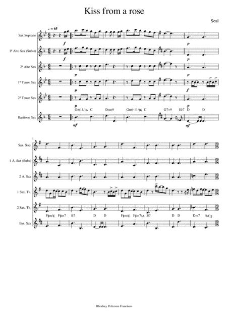 Kiss From A Rose Sax Quintet Sheet Music