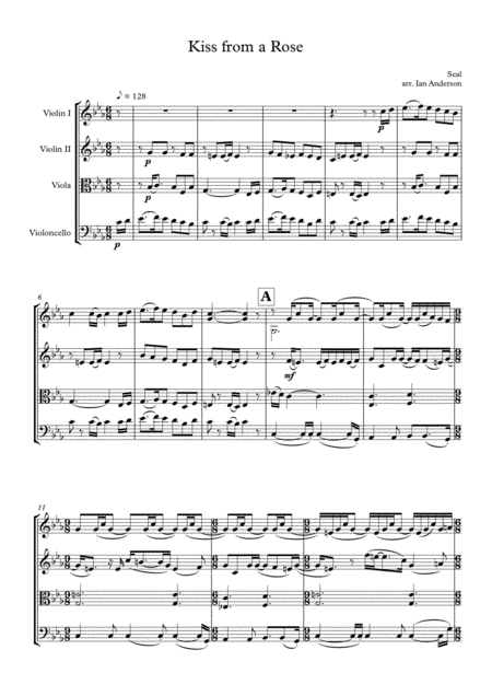 Kiss From A Rose String Quartet Sheet Music