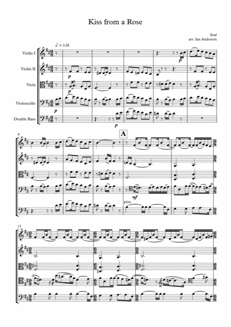 Kiss From A Rose String Quintet String Orchestra Sheet Music