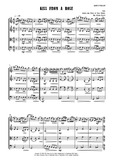 Free Sheet Music Kiss From A Rose String Trio Optional Vln2 Or Vla