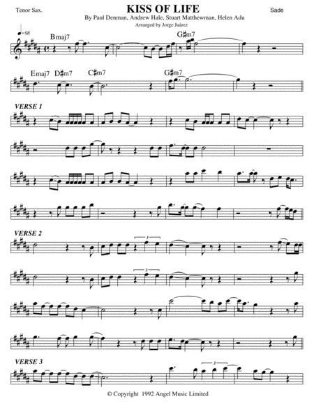 Free Sheet Music Kiss Of Life Tenor Sax