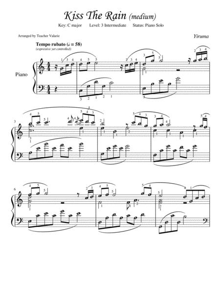 Free Sheet Music Kiss The Rain C Major Grade 5 Level Piano Solo