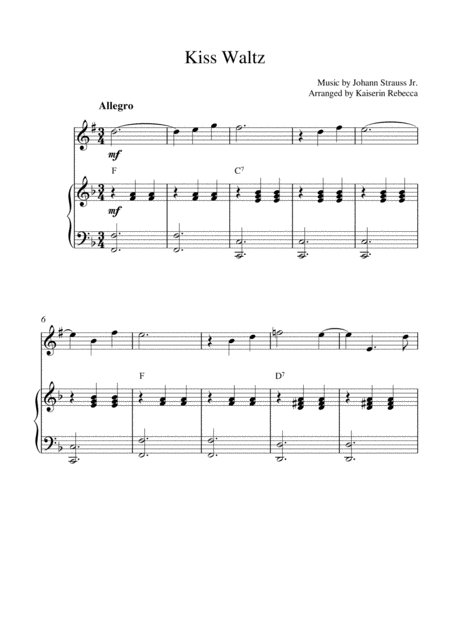 Free Sheet Music Kiss Waltz