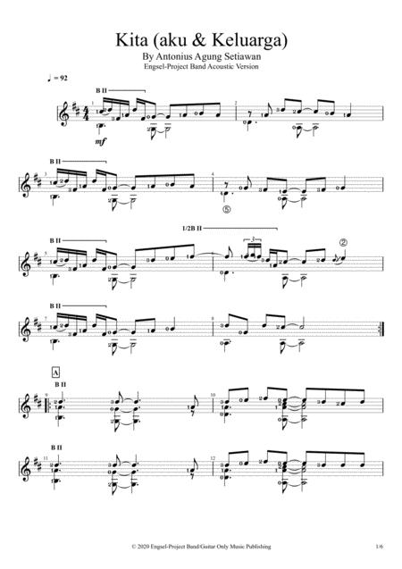 Free Sheet Music Kita Aku Keluarga Solo Guitar Score