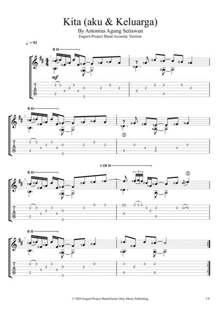 Kita Aku Keluarga Solo Guitar Tablature Sheet Music