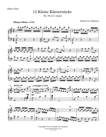 Free Sheet Music Kleine Klavierstcke Nr 08 In C Major For Piano Solo