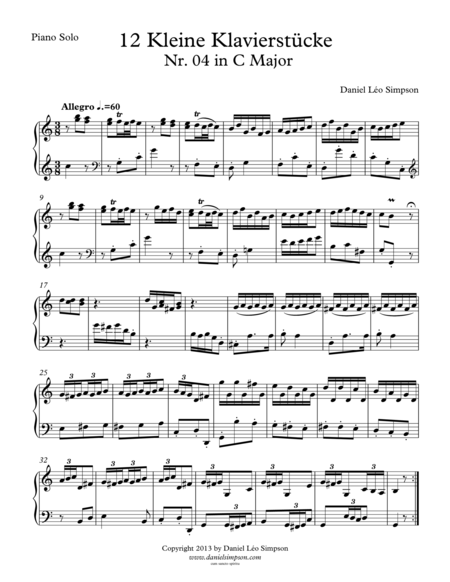 Free Sheet Music Kleine Klavierstcke Nr 4 In C Major For Piano Solo