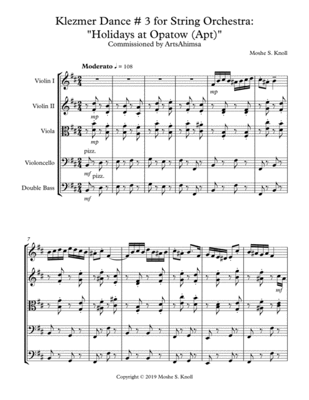 Klezmer Dance 3 For String Orchestra Holidays At Opatow Apt Sheet Music