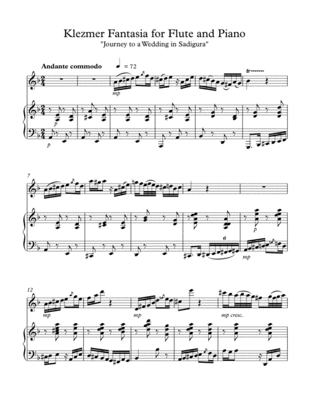 Klezmer Fantasia For Flute And Piano Sheet Music