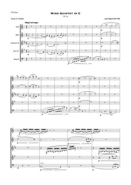 Klughardt Wind Quintet Op 79 Sheet Music