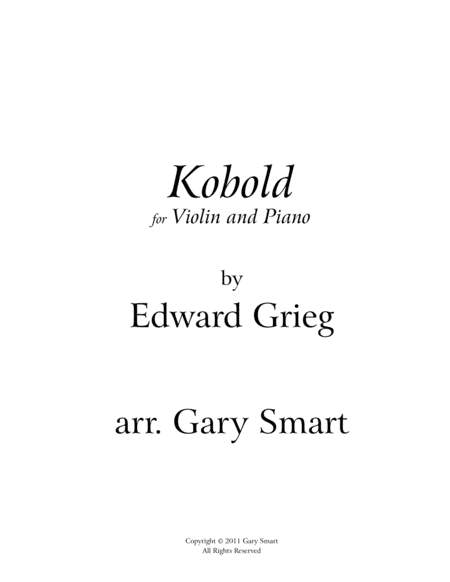 Kobold For Violin And Piano Greig Score Sheet Music