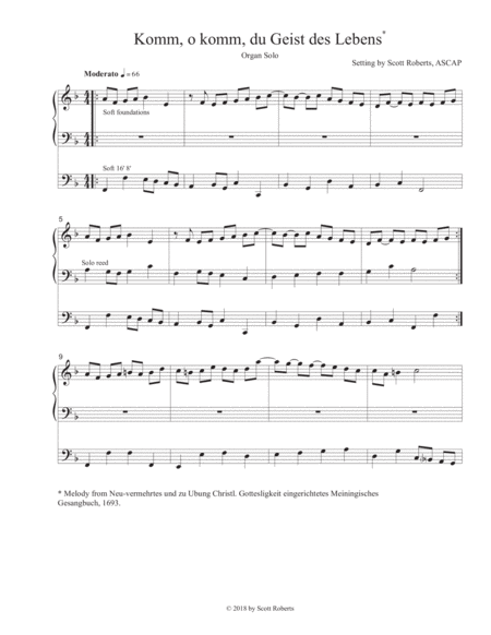 Komm O Komm Du Geist Des Lebens Sheet Music