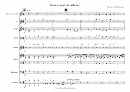 Free Sheet Music Komm Spiel Einfach Mit Mit Sehr Einfacher Kinderstimme