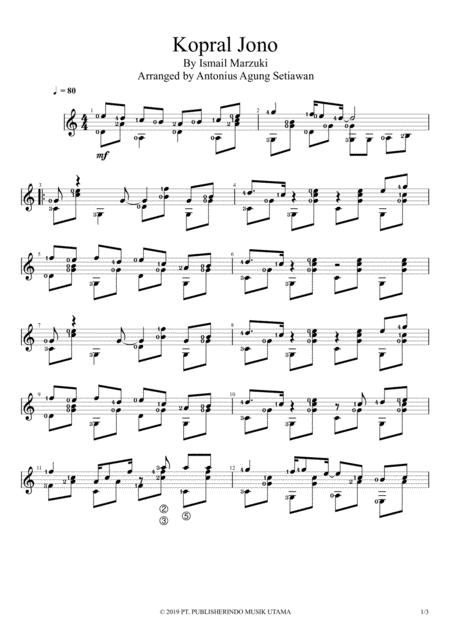 Kopral Jono Solo Guitar Score Page 1
