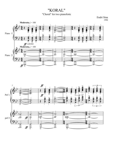 Free Sheet Music Koral Choral For Two Pianoforte
