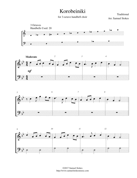 Free Sheet Music Korobeiniki Korobushka For 3 Octave Handbell Choir