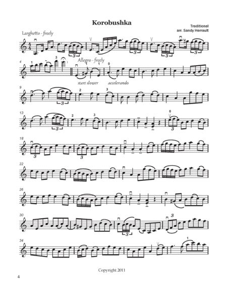 Korobushka For Solo Violin Sheet Music