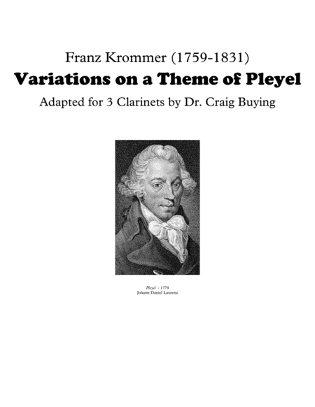 Free Sheet Music Krommer Variations On Theme Of Pleyel For Clarinet Trio