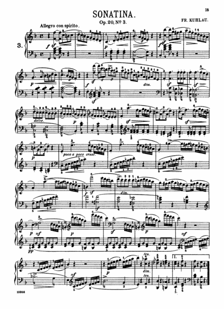 Kuhlau Sonatina Op 20 No 3 In F Major Original Complete Full Version Sheet Music