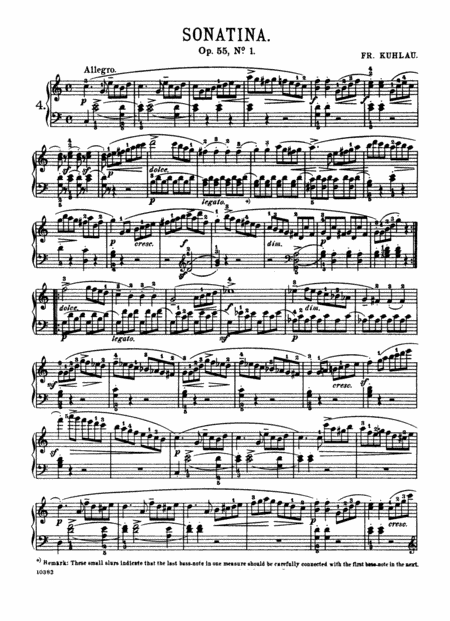 Kuhlau Sonatina Op 55 No 1 In C Major Original Complete Full Version Sheet Music