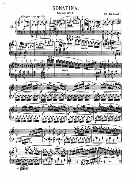 Kuhlau Sonatina Op 59 No 3 In C Major Complete Version Sheet Music