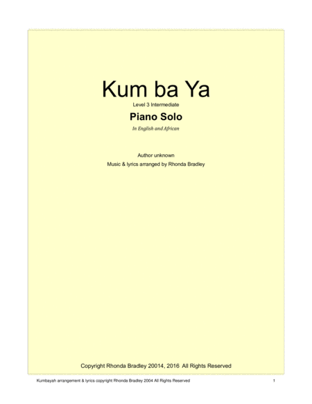 Kum Ba Yah Contemporary Arrangement In English And African Sheet Music