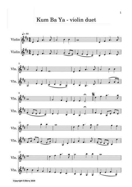 Kum Ba Yah Easy Violin Duet Sheet Music