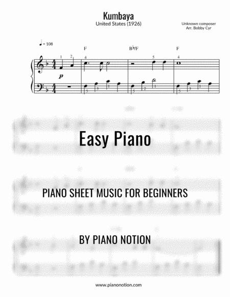 Free Sheet Music Kumbaya Easy Piano Solo