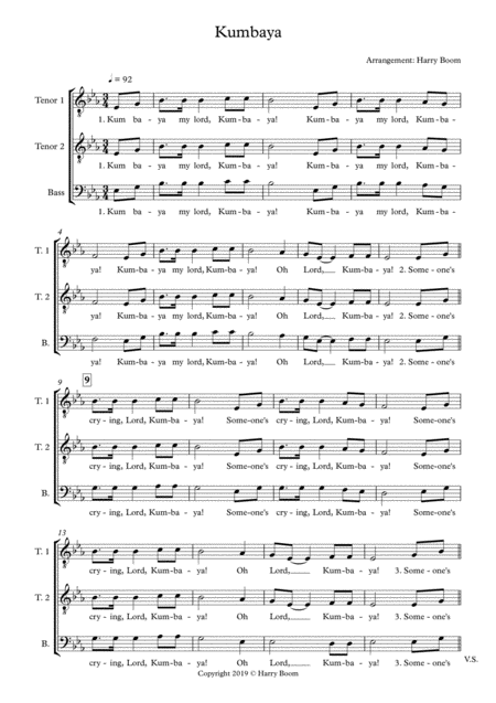 Free Sheet Music Kumbaya Ttb