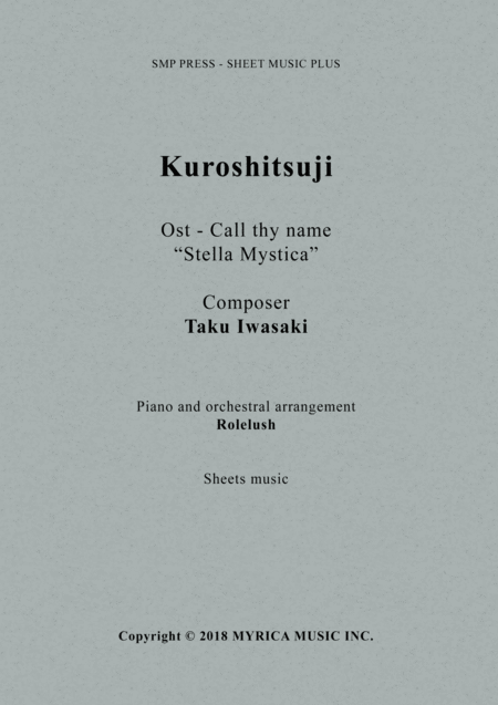 Free Sheet Music Kuroshitsuji Ost Call Thy Name Stella Mystica