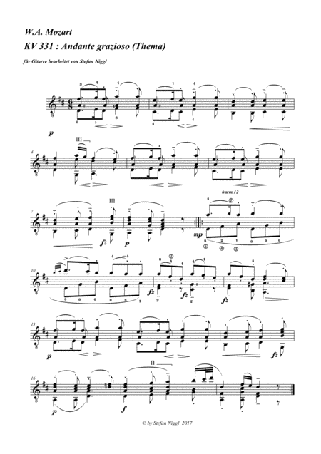 Kv 331 Theme From Andante Grazioso Sheet Music