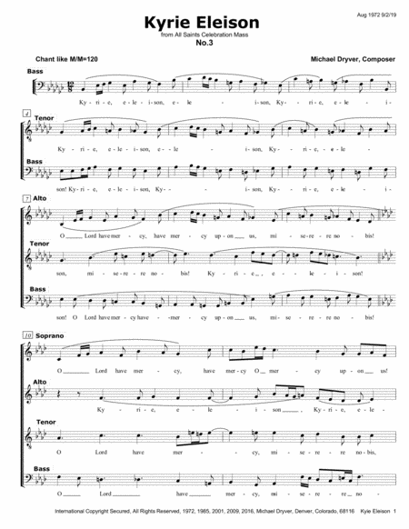 Kyrie Eleison From All Saints Celebration Mass Sheet Music