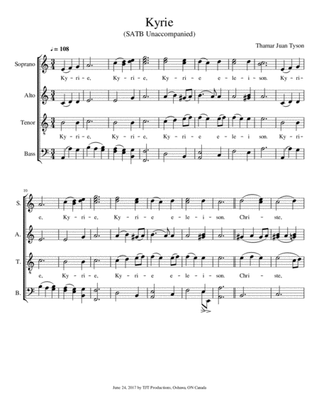 Free Sheet Music Kyrie For Balanced Voices