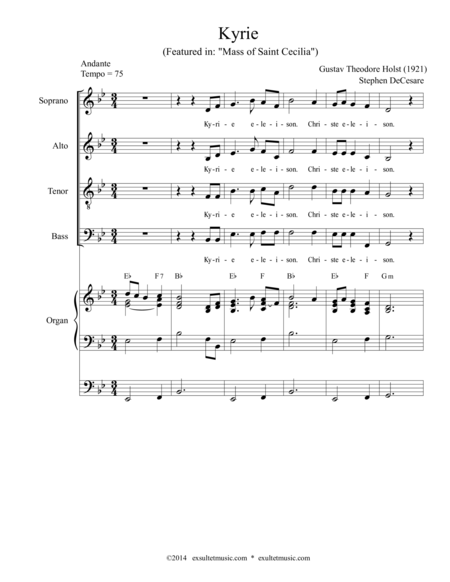 Kyrie From Mass Of Saint Cecilia Sheet Music